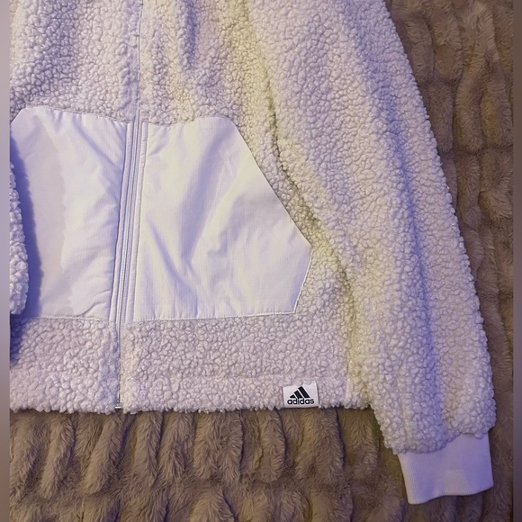 Adidas Men’s Cream Sherpa Zip Up/Jacket - Picture 2 of 4
